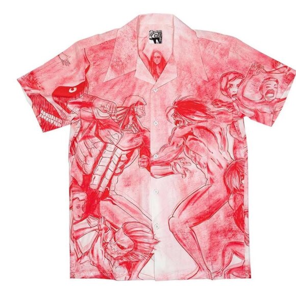 Rare Attack on Titan AOT Fugazi Senpai Luxury Buttondown Shirt, Small - Picture 1 of 11